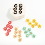 Wholesale linked Metal Flower Drop Earrings Rhinestone Pearl Details L