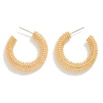 Wholesale textured Metal Drop Hoop Earring L Gold Silver Dipped