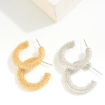 Wholesale textured Metal Drop Hoop Earring L Gold Silver Dipped