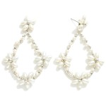 Wholesale pearl Flower Beaded Teardrop Drop Earrings L