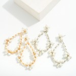 Wholesale pearl Flower Beaded Teardrop Drop Earrings L