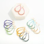 Wholesale monochromatic Beaded Teardrop Drop Earrings L