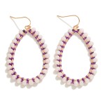 Wholesale metal Wire Teardrop Drop Earrings Faceted Glass Bead Border Contrast T