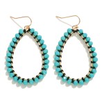 Wholesale metal Wire Teardrop Drop Earrings Faceted Glass Bead Border Contrast T