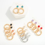 Wholesale crinkle Metal Hoop Drop Earrings Glass Crystal Detail L