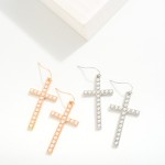 Pearl Studded Cross Drop Earrings

- Approximately 2" L