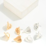 Wholesale curved Metal Heart Post Drop Earrings L