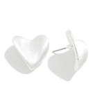 Curved Metal Heart Post Drop Earrings

- Approximately .9" L