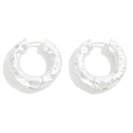 Wholesale dimpled Metal Hinged Huggie Hoop Earring L