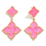 Wholesale linked Resin Enamel Swirl Clover Drop Earrings L