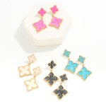 Wholesale linked Resin Enamel Swirl Clover Drop Earrings L