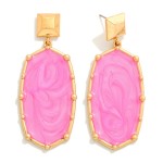 Wholesale resin Enamel Swirl Oval Drop Earrings Metal Stud Border Backing L