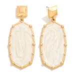 Wholesale resin Enamel Swirl Oval Drop Earrings Metal Stud Border Backing L
