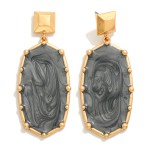 Wholesale resin Enamel Swirl Oval Drop Earrings Metal Stud Border Backing L