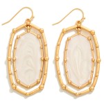 Wholesale metal Studded Oval Drop Earrings Resin Enamel Swirl L