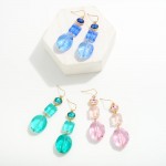 Wholesale linked Faceted Glass Crystal Drop Earrings Hypoallergenic Brass Hook L