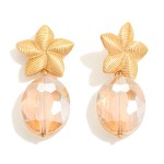 Wholesale faceted Glass Crystal Drop Earrings Metal Flower Posts L