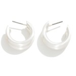 Wholesale brushed Metal Double Huggie Hoop Earrings D