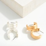 Wholesale brushed Metal Double Huggie Hoop Earrings D