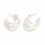 Triple Strand Metallic Drop Hoop Earring

- Approximately 1" L