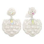 Metal Filigree Fan Drop Earrings With Rhinestone Detail

- Approximately 2.5" L