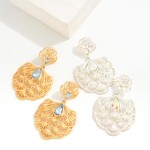 Metal Filigree Fan Drop Earrings With Rhinestone Detail

- Approximately 2.5" L