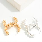 Wholesale metal Beaded Hoop Earrings D