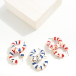 Enamel Coated Stripe Anchors Hoop Earrings

- Approximately 1" D
- Hypoallergenic
- Titanium Post / Brass Hook