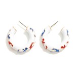 Enamel Coated Metal Hoop Earrings With Glitter Anchors

- Approximately 1" D