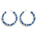 Enamel Coated Metal Anchors Pattern Hoop Earrings

- Approximately 1.75" D