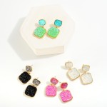 Metal Backed Druzy Cluster Drop Earrings With Druzy Cluster Stud Posts

- Approximately 1.5" L