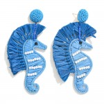 Raffia Seahorse Drop Earring With Seed Bead Post 

- Approximately 3.5" L 