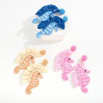 Wholesale raffia Seahorse Drop Earring Seed Bead Post L