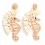 Wholesale raffia Seahorse Drop Earring Seed Bead Post L