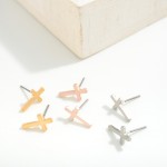 Wholesale dainty Metal Cross Stud Earrings L