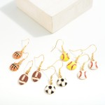 Enamel Sports Ball Drop Earrings

- Approximately 1" L