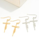 Metal "Faith" Cross Drop Earrings

- Approximately 1.5" L