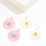 Coated Metal Flower Drop Earrings

- Approximately 2" L