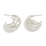 Metal Tone Pleated Huggie Hoop Earrings

- Approximately .75" D