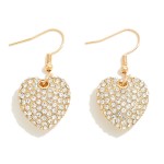 Wholesale rhinestone Pave Puffy Heart Drop Earrings L