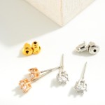 Dainty CZ Stud Earrings

- .125" D