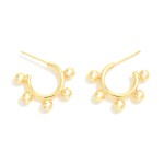 Wholesale gold Dipped Metal Stud Huggie Hoop Earrings Brass Base Hypoallergenic