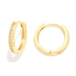 Wholesale dainty Gold Dipped CZ Paved Huggie Hoop Earrings Brass Base Hypoallerg