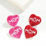 Wholesale seed Beaded MOM Heart Earrings L