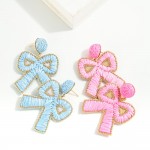 Wholesale raffia Bow Earrings Glitter Border L