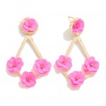 Wholesale raffia Wrapped Teardrop Earrings Sequin Flower Details L