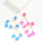 Wholesale raffia Wrapped Teardrop Earrings Sequin Flower Details L