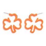 Wholesale st Patrick s Day Clover Hoop Earrings Rhinestone Border Details D