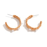 Raffia Hoop Earrings With Pearl Accents

- Approximately 1" D