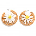 Raffia Flower Drop Hoop Earrings

- Approximately 1.75" L